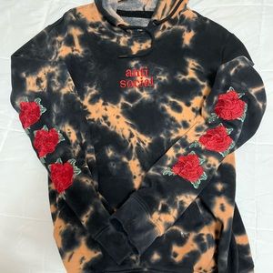 Anti social rose bleached hoodie